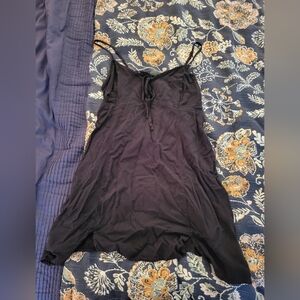 Black, mini sun dress. Front tie.